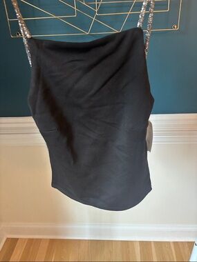 Edikted black backless top with glittery straps small